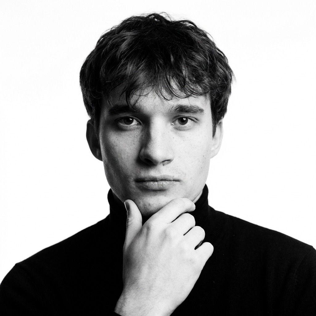 Black-and-white portrait