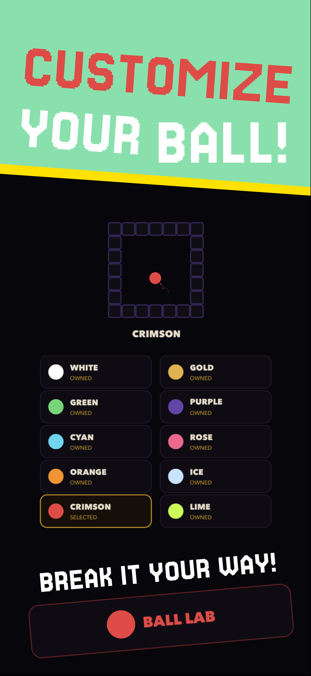 Customize the ball with colors and trails in Ball Lab